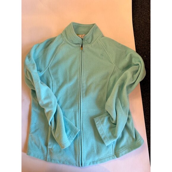 Lilly Pulitzer Womens Light mint Blue Full-Zip Fleece Jacket M With Palm Tree Lo - Picture 7 of 11